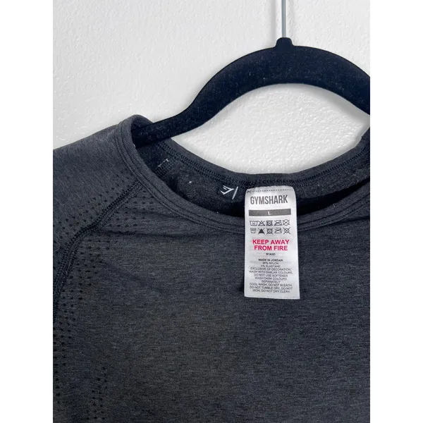 Gymshark Women's Cropped Long Sleeve Workout Shirt Dark Gray Sz‎ L - Image 4