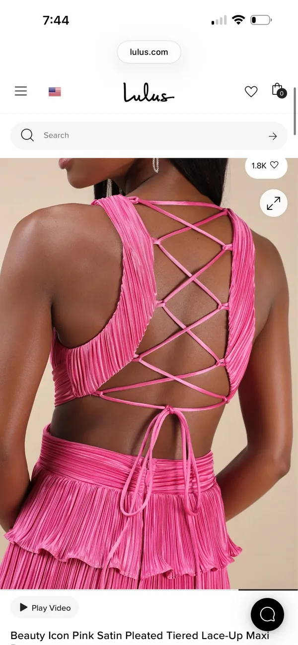 Lulus icon pink satin pleated tired lace up maxi dress - Image 4