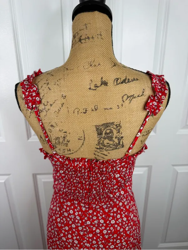 Olivaceous Size M Red Floral Ruffle Strap Maxi Dress NWOT - Image 10