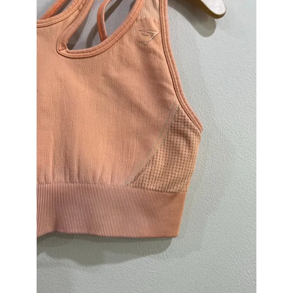 Gymshark Strappy Sports‎ Bra Orange Seamless Workout Activewear Sz L - Image 5