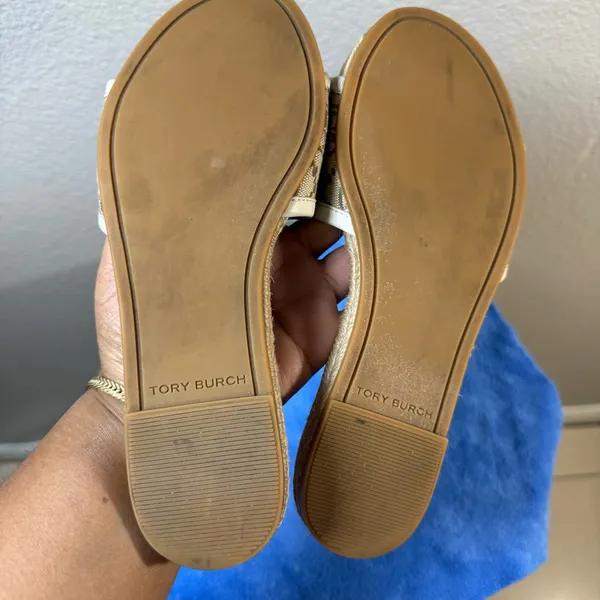 Tory Burch T Monogram Espadrille Slide Sandals SZ:6M - Image 5
