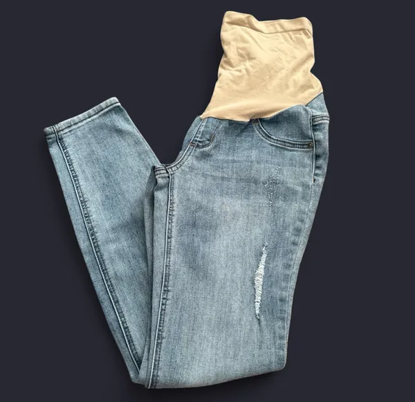 Indigo Blue Light Wash Distressed “Secret Fit Belly” Maternity Jeans - Image 7