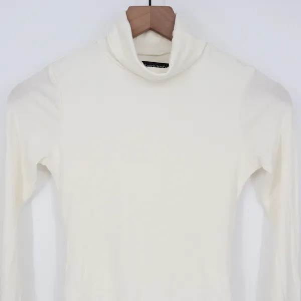 Naked Wardrobe White Turtleneck Bodysuit Long Sleeve Womens Small - Image 3