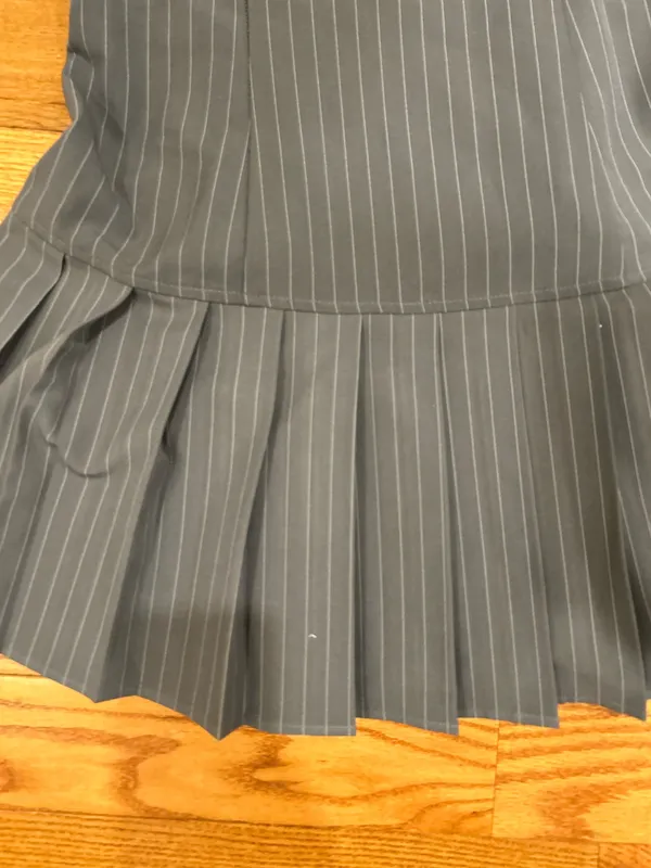 Sincerely Jules Pinstripe Pleated Drop-Waist 90s Vintage Aesthetic Mini Dress L - Image 13