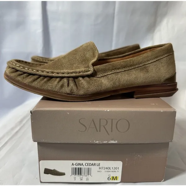 SARTO Franco Sarto Women's A. Gina Moc Toe Classic Loafer Tan Suede Sz 6M - Image 11