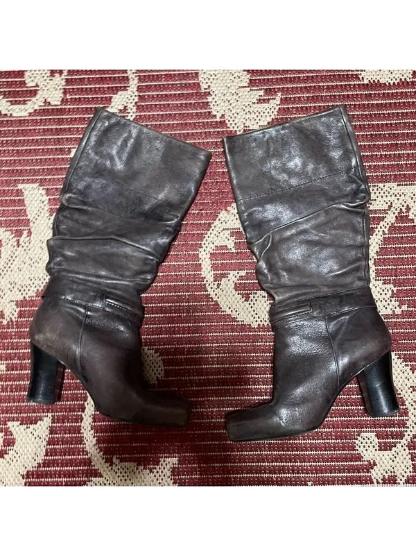 Biviel Brown Leather Slouchy Heeled Boots Size 6.5 / 37 - Image 8