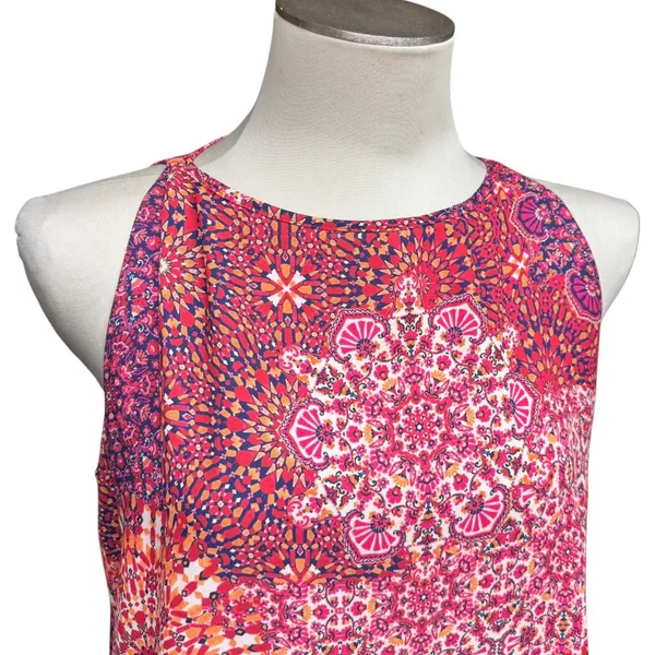 Adrienne Vittadini Sleeveless Top Pink Orange Blue Large - Image 2