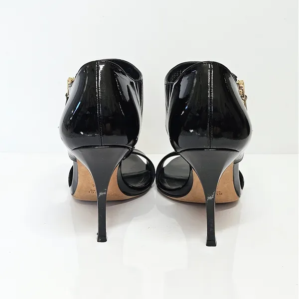 Gucci Black Patent Leather Ankle Cuff Sandal Heels Size 38.5 - Image 5