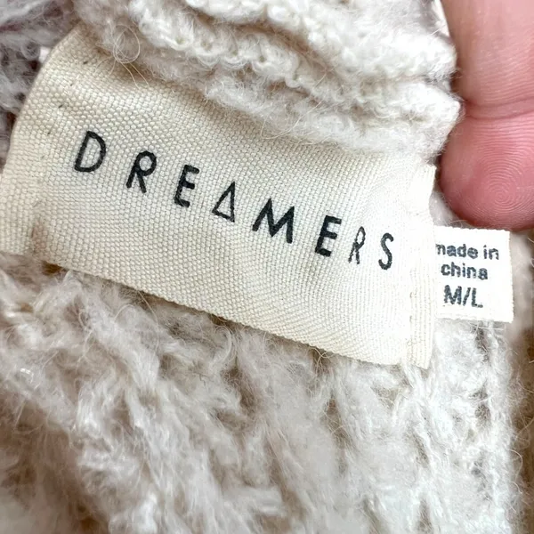 Dreamers Chunky Open Front Knit Cardigan Sweater Cream Size Medium - Image 7