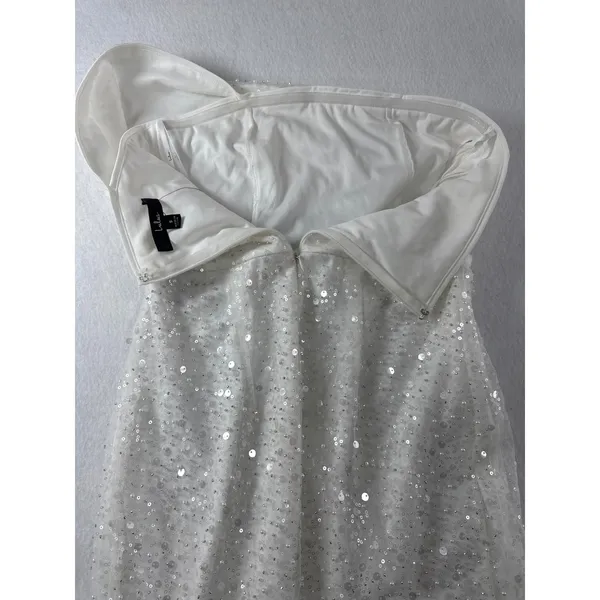 Lulus White‎ One Shoulder Sequin Pearl Embellished Mini Dress NWT Size S - Image 6