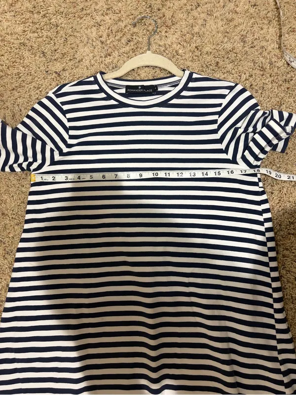 Tuckernuck Pomander Place Zoe White Navy Blue Stripe Mini T-Shirt Dress Small - Image 11