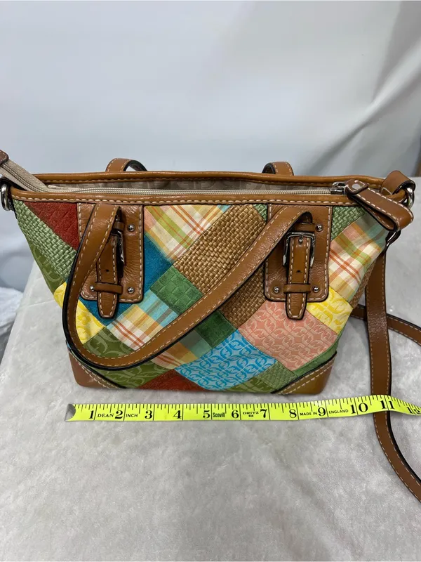 Fossil Patchwork Multicolor Women’s Satchel handbag purse - Image 12