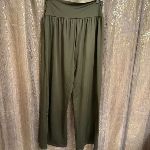 TARSE Olive Green Comfy Crossover Waist Stretchy Lounge Pants XL - Image 2
