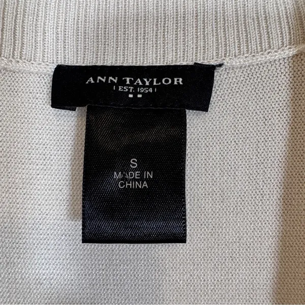Ann Taylor Cream Cropped Cardigan Sweater Womens S Shrug Y2K Style Open Front - Image 7