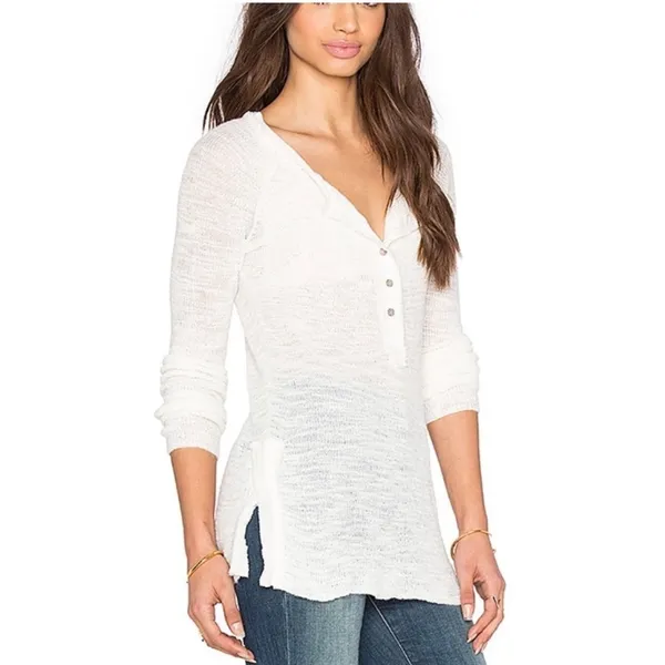 Free People Mountain Song Cream/Ivory Pullover Lightweight Mesh Sweater Small - Image 11