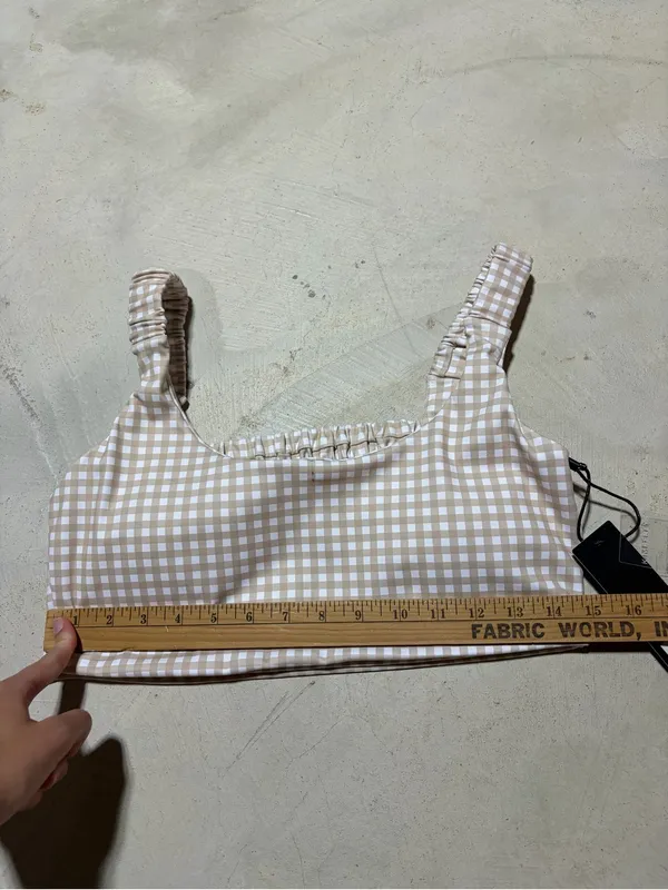 Kimberly C NWT Beige Gingham Sports bra large - Image 6