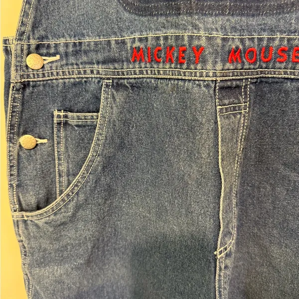 vintage Disney "Mickey Unlimited" denim shortalls Large - Image 3