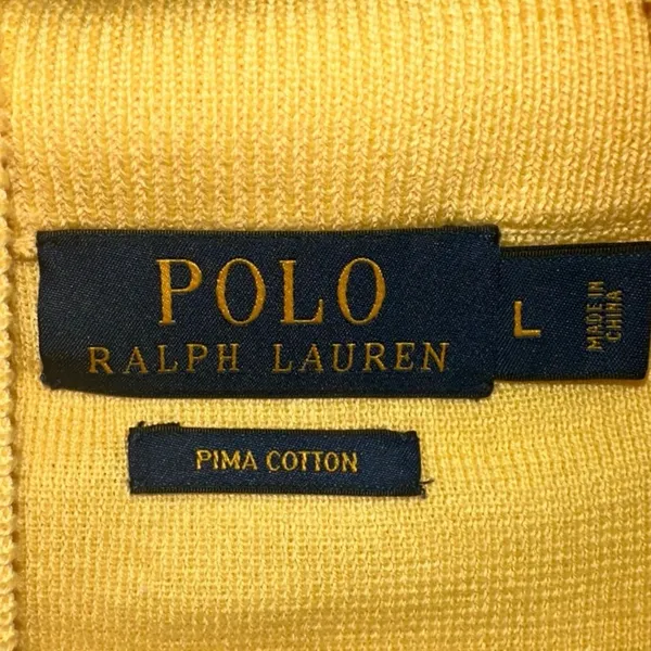 Polo Ralph Lauren Yellow Quarter Zip Sweater Large‎ Pony Logo Pullover - Image 4