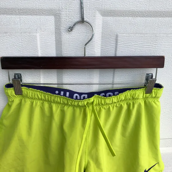 Nike Women’s Shorts Dri-Fit Fold Over Yellow Purple Medium - Image 5