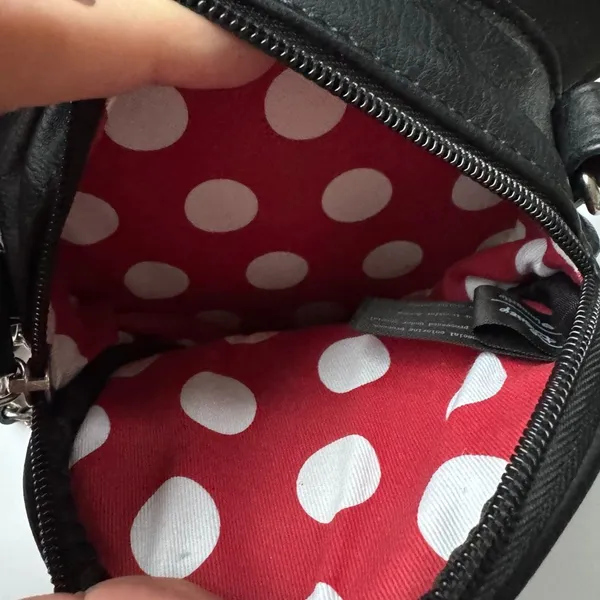 Disney Loungefly Minnie Mouse Ear Crossbody Bag Black Quilted Bow Chain Strap - Image 7