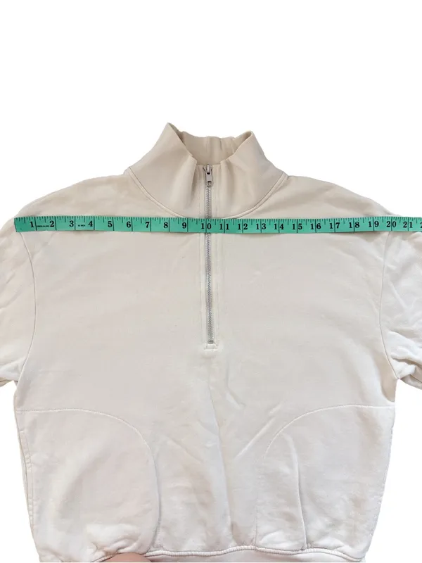 MATE the Label Fleece Quarter Zip Sweatshirt XS Bone - Image 4