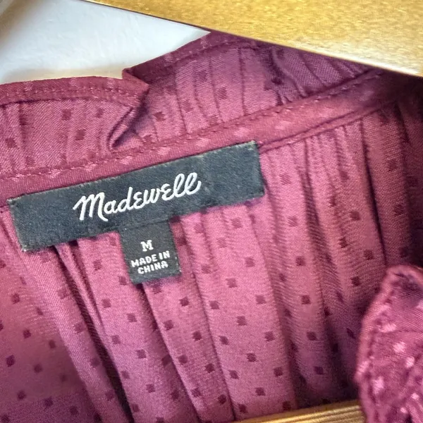 Madewell Burgundy Ruffled Blouse - Image 7