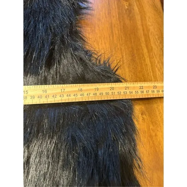 CHAUS New York Black lined Faux Fur Vest Size Small Open Front - Image 6