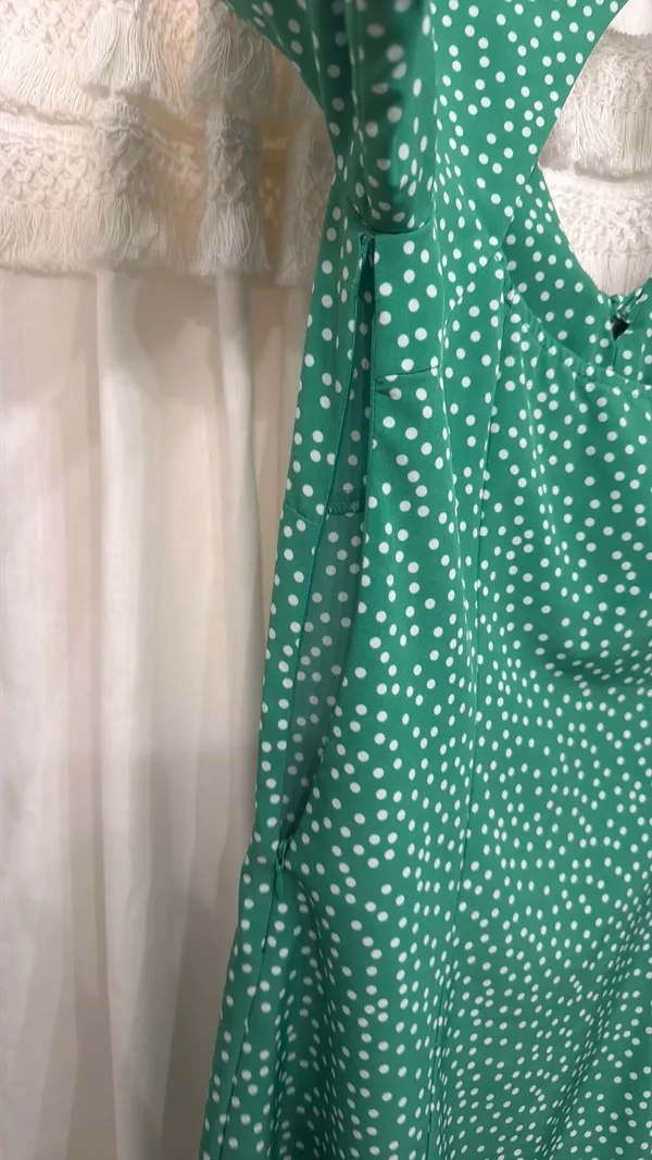 Pink Lily Green PolkaDot Dress - Image 3