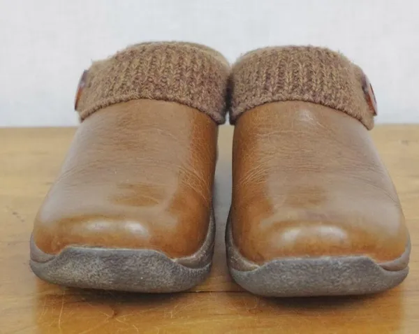 Dansko Brown Leather Cloth Trim Comfort Clogs EU 36 - Image 2