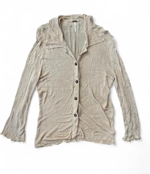 Free People Gold Bell Sleeve Button-Up Long-Sleeve Top - Image 6