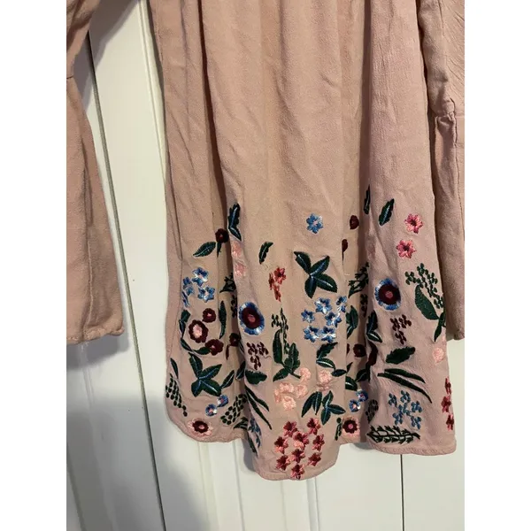 Altar'd‎ State Blouse Boho Embroidered Pink Off Shoulder Bell Sleeve S Small - Image 3