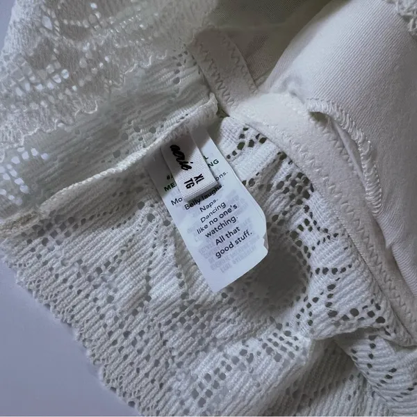 Aerie Textured Lace Padded Longline Bralette in Creamy White Size XL - Image 9