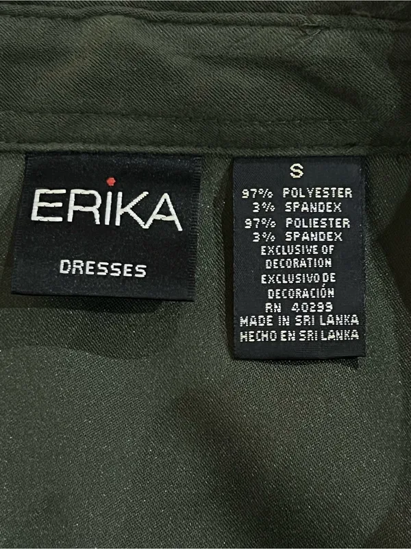 Erika Vintage 90s Two Piece Set Olive Green Floral Maxi Dress & Shacket Sz Small - Image 5