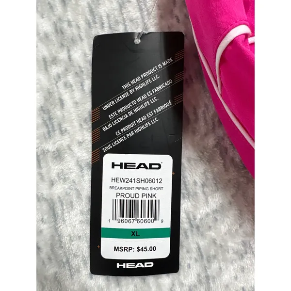 HEAD Womens Breakpoint Piping Shorts Proud Pink Mid Rise Relaxed‎ XL - Image 7