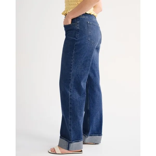 Abercrombie & Fitch Curve Love High Rise 90s Relaxed Jean Dark Cuffed Size 28 6S - Image 3