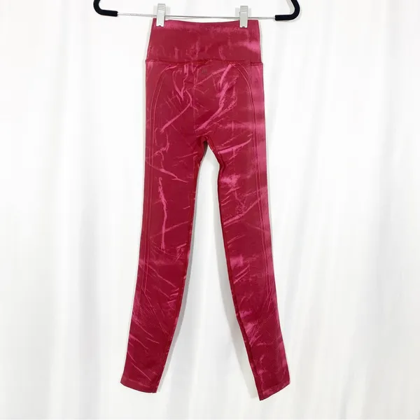 Lululemon Ebb To Street High Rise Tights Leggings: Stone Wash Chianti Red Pink - Image 5