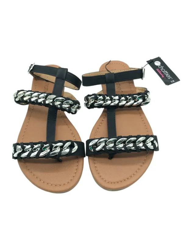 Chatties Womens Sandals Ankle Strap Chain Detail Faux Leather Black Size 7/8 - Image 2