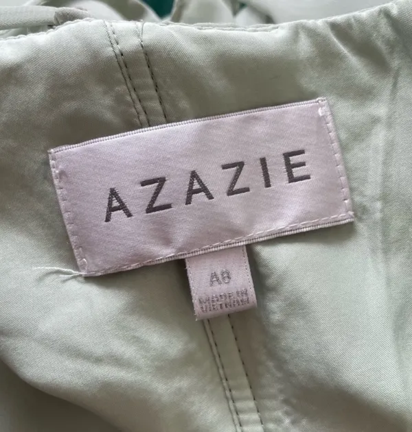 Azazie PEYTON Dusty Sage Green Flowy Ruched Chiffon Bridesmaid Dress Gown EUC A8 - Image 5