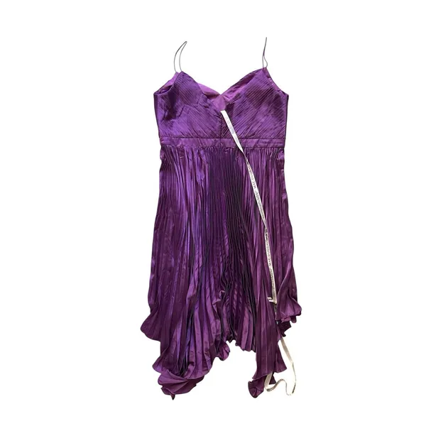 Ieena for Mac Duggal NWT Pleated Satin‎ Midi Dress Size 16 Amethyst Purple - Image 12