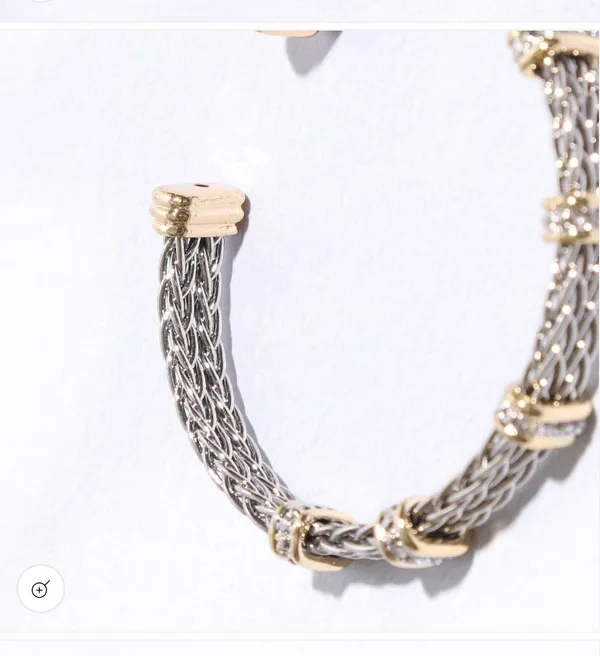 Square Ponytail Crystal 2T Bangle Bracelet Silver - Image 2