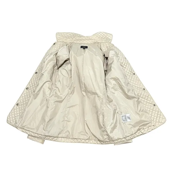 Brooks Brothers 346 Womens Cream Quilted Snap Front Jacket Beige Size 4 - Image 4