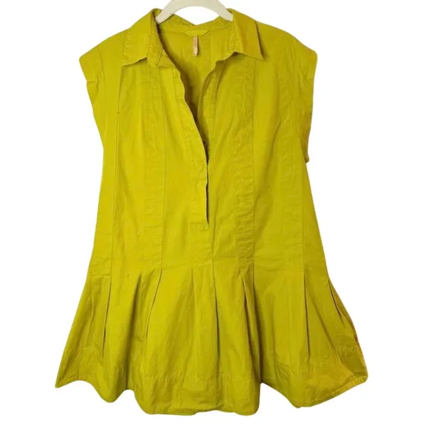 Free People Naomi Mini Dress or Tunic Women's Small in Chartreuse Olive - Image 2