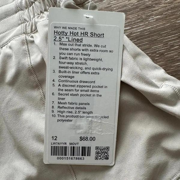 Lululemon Hotty Hot Shorts High Rise 2.5” Lined Mojave Tan Size 12 NWT - Image 3