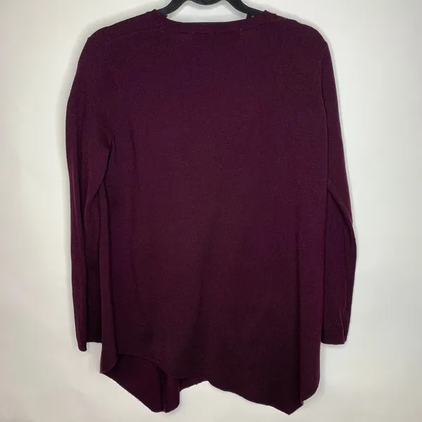 French Connection Burgundy V Neck Sweater Asymmetric Hem Sz Small - Image 6