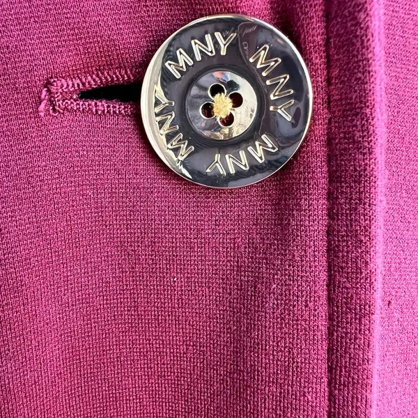 Marc New York Women’s Maroon Long Blazer Coat‎ Gold Buttons Size M - Image 5