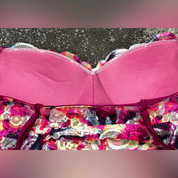 Victoria's Secret PINK multicolor lace push-up bralette Size S 34 A-C 32 C-D - Image 4