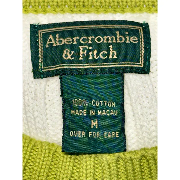 NEW Abercrombie & Fitch White Green Knit Short Sleeve Sweater Top Womens Size M - Image 3