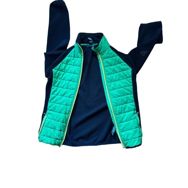 LAUREN RALPH LAUREN USED WOMEN MedGREEN/BLACK YELLOW NYLON/FLEECE JACKET JAMAICA - Image 4