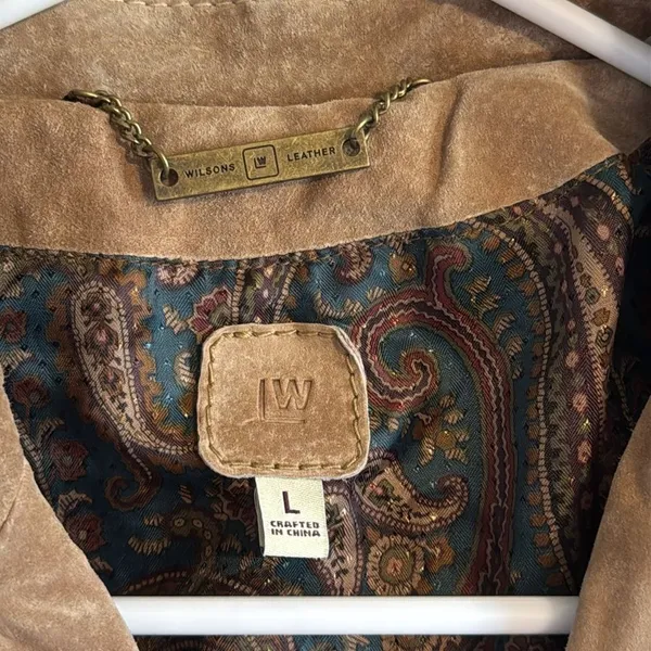 Wilsons Leather Women's Vintage Suede Blazer Jacket‎ Tan Brown Large - Image 4
