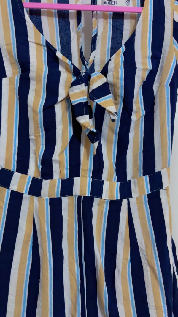 Hollister Navy, White & Tan Striped Kids Romper - Image 2